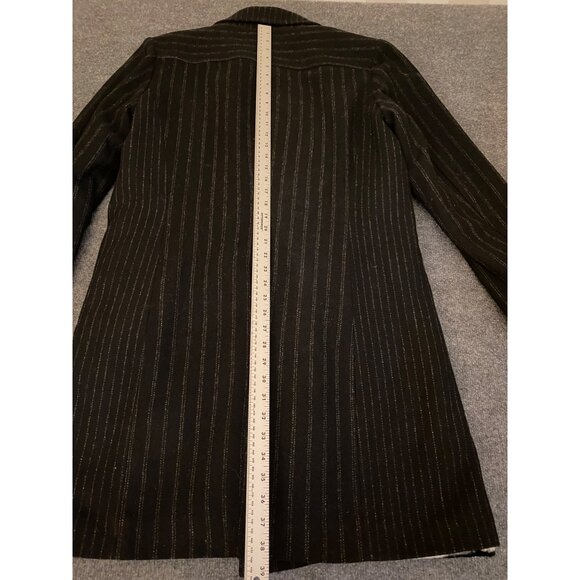 Marc Ecko Double Breasted Chalk Striped Wool Overcoat 40L Heavy Fleece-Lining - Picture 11 of 16